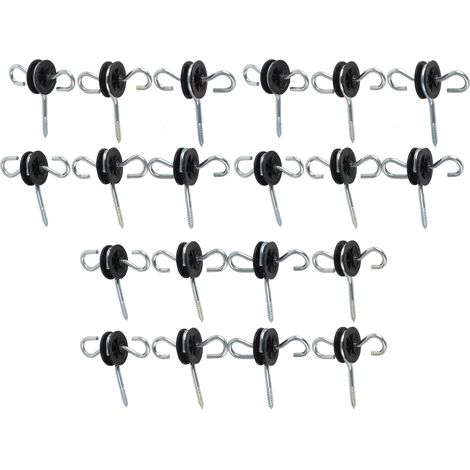 20 pièces d'isolateurs de clôture en acier galvanisé et polypropylène avec crochet double face et anneau pour pâturage (1/5)