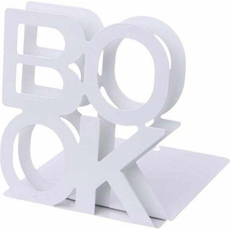 Serre-livres robustes en métal en forme de L, antidérapants, pour étagères, 1 paire pour bureau (blanc), (1/5)