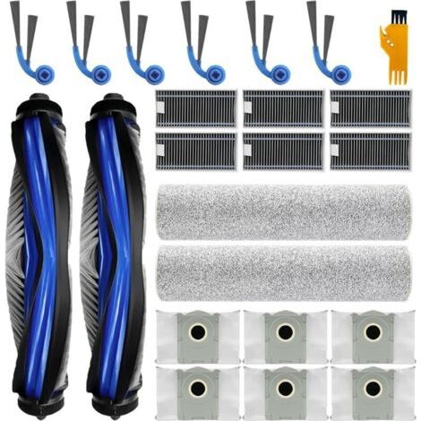 24 pièces d'accessoires pour Ecovacs Deebot T80 Omni / T80 Aspirateurs. 2 Brosses Principales.2 Rouleaux de Nettoyage Mopp.6 Filtres.6 Sacs de Poudre.6 Brosses Latérales.2 Outils de nettoyage