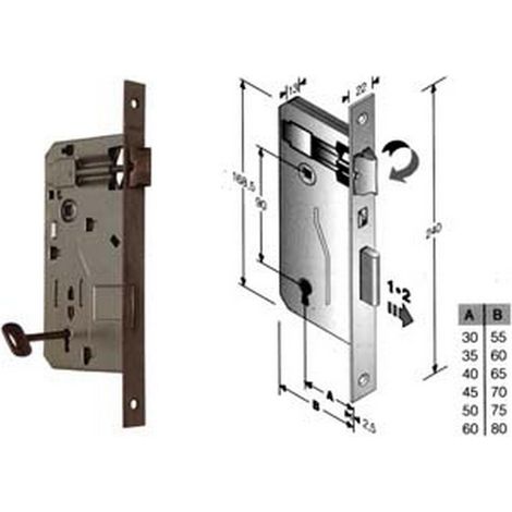 1PZ SERRATURA A BUSSOLA DA INFILARE BORDO QUADRO BRONZATO - mm.35 bordo acciaio bronzato