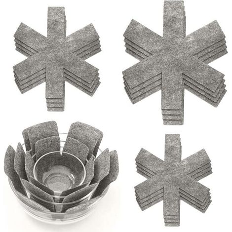 12 protège-pots, 26 x 38 cm, séparateurs empilables pour éviter les rayures, étiquette. (1/4)
