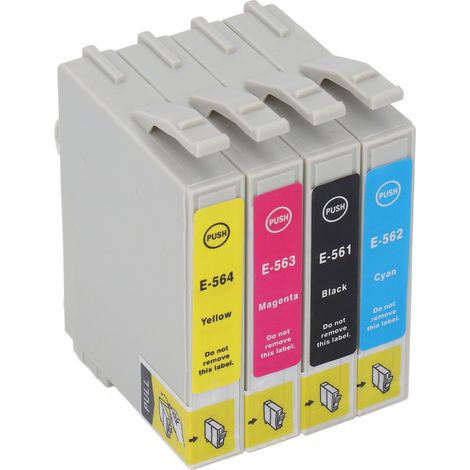 4 Cartouches d'encre Haute Capacité, Couleur Fidèle, Sortie Fluide, Lot Combo BK C M Y pour Imprimante T0561 T0562 T0563 T0564 (1/5)