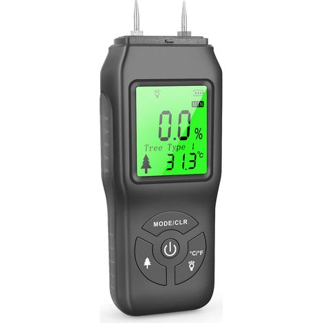 Holzfeuchtemessgerät, tragbarer digitaler Feuchtigkeitsdetektor, hintergrundbeleuchtetes LCD-Display, Wasserlecksuchgerät, Feuchtigkeitstester für Wände, Holzbaustoffe und Fußböden (1/5)