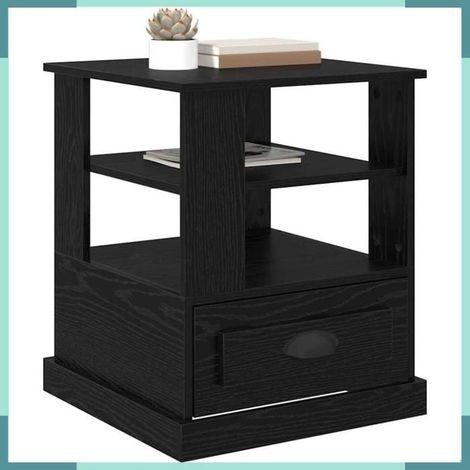 Table de chevet - 881410 - Chêne noir - Bois d'ingénierie - 50 x 50 x 60 cm (1/5)