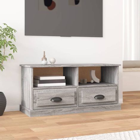 Mueble para TV madera contrachapada gris 93x35,5x45 cm