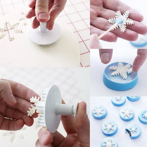 6 Piezas Moldes de Decoración de Pastel en Forma de Copo de Nieve para Hacer Pasteles, Galletas y Gelatina de Chocolate, Blanco (1/5)