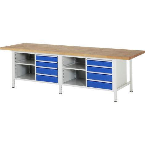 Rau Werkbank höhenverstellbar 8463A2, B3000xT900xH840-1040mm, 8x Schublade-TA (1/5)