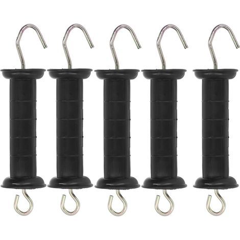 Lot de 5 Poignées de Clôture électrique, Poignée de Porte Isolée Robuste avec Poignée Isolante en Métal pour Bovins de Ferme, Chevaux, Porcs et Moutons, Pâturage, Ranch, Accessoires de Clôture électro (1/5)