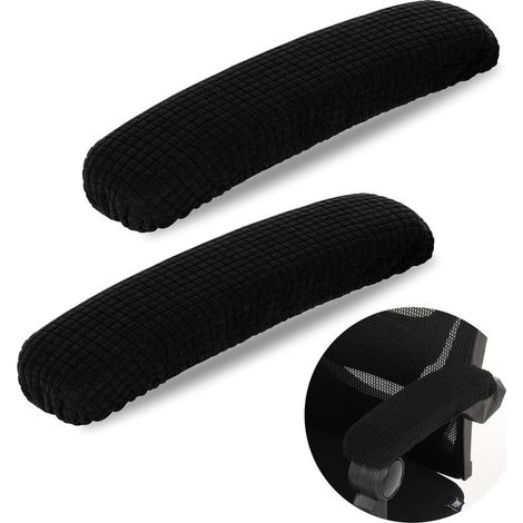 Pcs Office Chair Armrest Covers, Stretch Polyester Office Chair Protective Covers Relieves Elbow Pain Office Chair Armrest Cover(Length-40cm) (Black) (1/5)