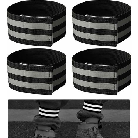 Bracelet de Sécurité Réfléchissant Cyclisme, Bande de Bracelet Réfléchissant Réglable, Brassard Securite, Haute Visibilité Vélo Running(4 pcs) (1/5)