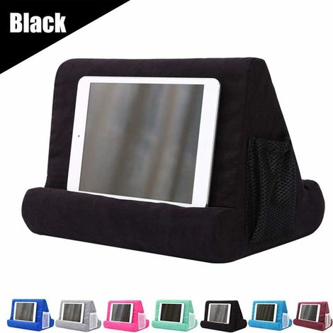 Soft Pillow Tablet Pillow Stand for Ipad Stand Mult-Angle Tablet Phone Holder Lap Stand Mobile Phone Holder (Black) (1/5)