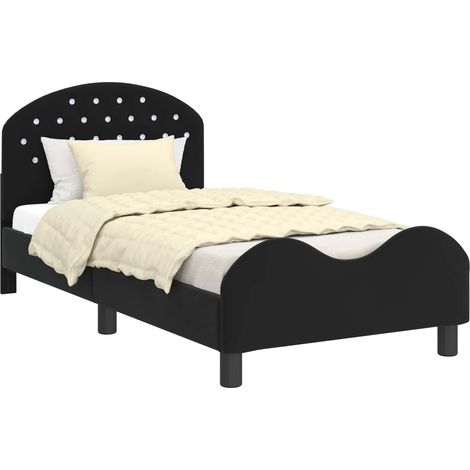 Children's Bed Frame with Headboard Black 80 x 160 cm Velvet vidaXL