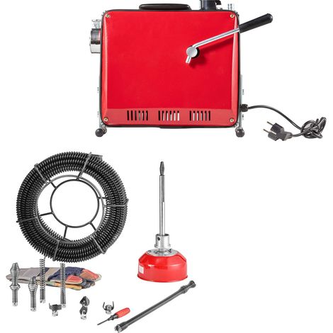 Mophorn Macchina Elettrica per Pulizia di Tubi di Scarico, 500 W, 1400 giri/min, con Cavo a Molla in Acciaio e 8 Frese Intercambiabili, Ideale per Docce, Bagni e Cucine
