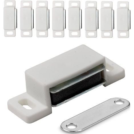 10 pieces – Magnetic Door Latches for Furniture, Doors, Cupboards – Magnetic Closure with Magnets for Cupboards and Cabinets – Magnetic Hinges – White (1/5)