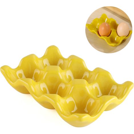 Porte-œufs en céramique, boîte décorative en porcelaine pour 6 compartiments, idéale pour la cuisine, le restaurant et le réfrigérateur.