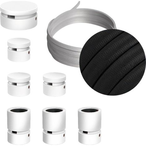 Sistema Filé Linear Kit - con cavo di 5 m per catenaria e 7 componenti in legno verniciato bianco per interni