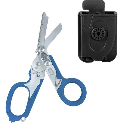 Ciseaux bleus + étui noir Pince tactique multifonctionnelle, cisaille d'extérieur Raptor, outil pliant avec étui K, acier inoxydable 420HC (1/5)