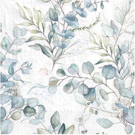 Tovaglioli per la comunione in stile boho con motivo eucalipto, 33x33 cm, 20 pezzi.