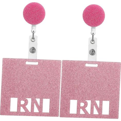 Set di 2 porta badge orizzontali per infermieri con anello retrattile e design scintillante. (1/5)
