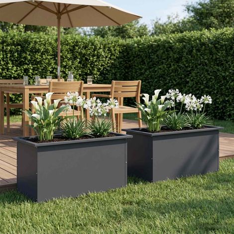 vidaXL Jardinera para jardín con luces LED 2 uds. Antracita (1/5)