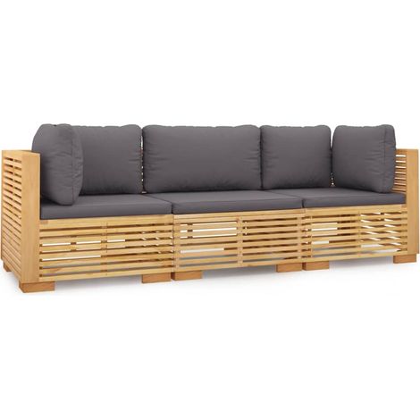Maison Exclusive - Salon de jardin 3 pcs avec coussins Bois de teck solide (1/5)