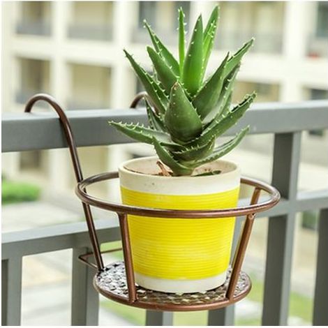 TAISHENGDA – Set mit 2 schmiedeeisernen Hängekörben für Blumentöpfe – Für Terrasse, Balkon, Veranda oder Zaun – Bronze (1/5)