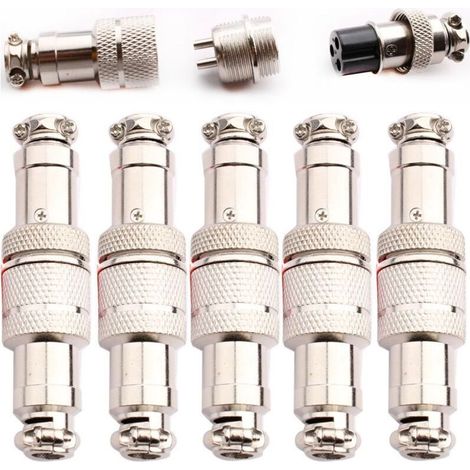 5 Paires GX12 Aviation Connecteur,3 BrochesAviation Connecteur Prise,12mm Mâle Femelle connecteur aéronautique Circulaire,Panneau Métal Aviation Câble Connecteur(Docking Type) (1/4)