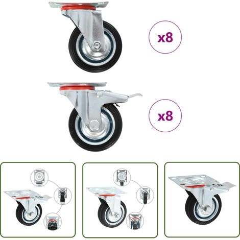 vidaXL 16 pcs Roulettes pivotantes 75 mm (1/5)