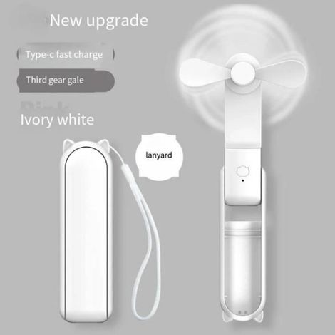 Mini ventilateur portable - HZ001 - Blanc - 1500mAh - Fonction lampe de poche - Ventilateur froid