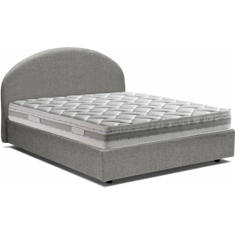 Dmora - Doppelbett Dbonett, Containerbett mit Stoffbespannung, 100% Made in Italy, Frontöffnung, inklusive Matratze 160x190 cm, Grau