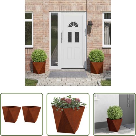 Terrassenpflanzer - Pflanzkübel 2 pcs Rostig 40 x 40 x 40 cm Wetterfeststahl (1/5)