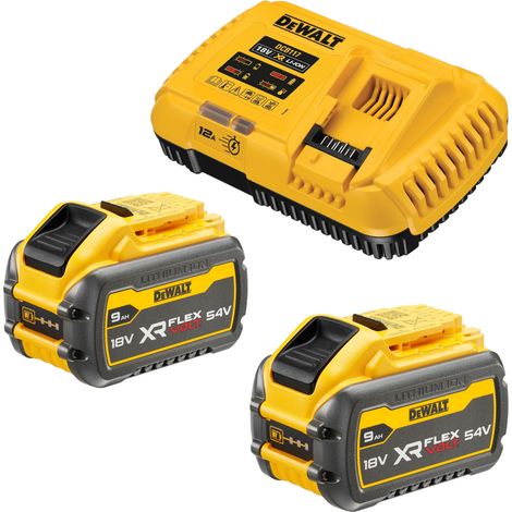 Kit de inicio de batería DeWalt DCB 117 X2 de 18 V: cargador de 12 A + 2 baterías DCB 547 de 9,0 Ah