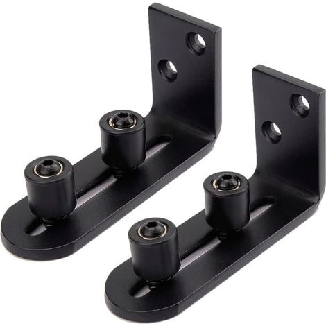 Houhence – Guide pour portail coulissant réglable en acier au carbone noir – Roues doubles pour portes de 3 pouces – Installation rapide et ajustement facile (1/5)