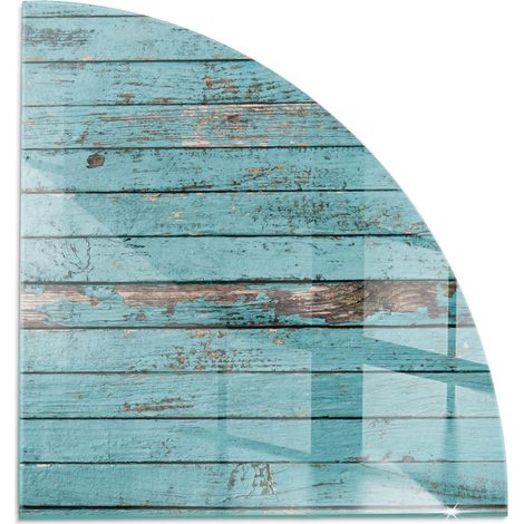 Plaque en verre trempé décorative de protection de sol sous cheminée Planches de style rustique 1/4 100x100 cm (1/5)