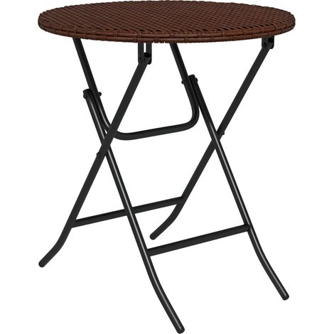 Brown Foldable Resin Outdoor Coffee Table for Garden 60 x 60 x 70 cm (1/5)
