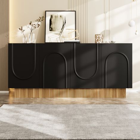 Aparador 4 puertas con almacenaje negro y madera OKMYHOME (1/5)