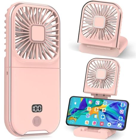 Mini Ventilateur Portable Ventilateur à Main USB Rechargeable Petit Portatif Portable Ventilo Ventilateur de Poche Silencieux Fan Pour Bureau, Maison, Extérieur, Dormir (Rose) (1/4)
