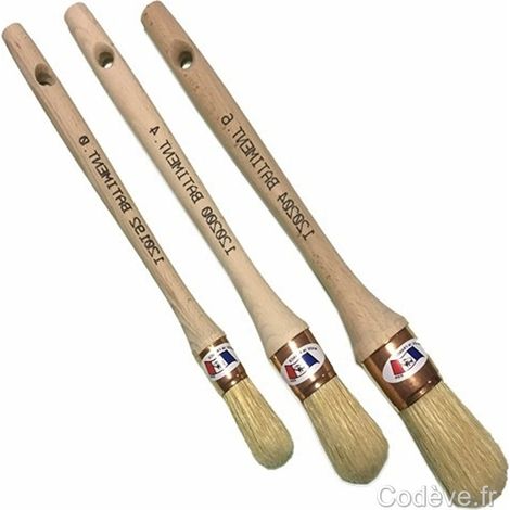 Codève Bois – Pinceau rond 25 mm – Poils de soie fine – Virole en cuivre – Pour vernis petites surfaces non planes – Utilisable sur moulures et angles