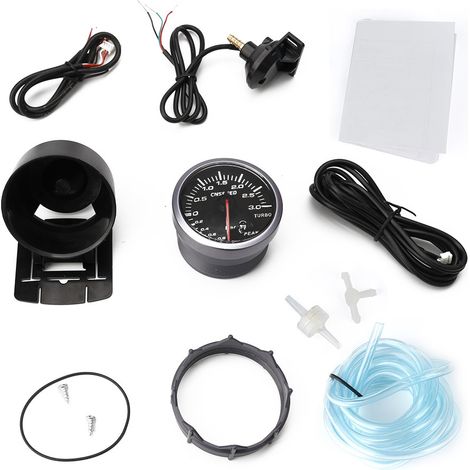2,5 Zoll (60 mm) GM Auto-Tuning-Anzeige, Ladedruckanzeige, 0–3 bar, Turbo-Ladedruckanzeige, schwarzes Zifferblatt