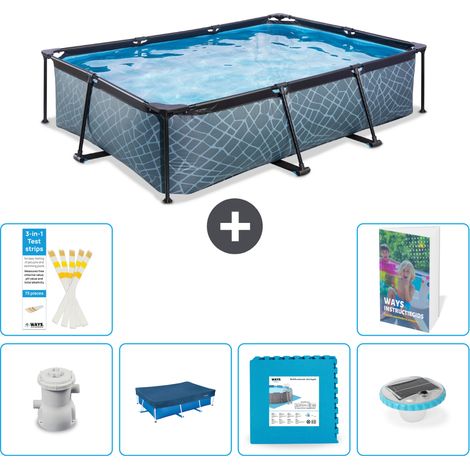 Exit Pool Rechteckig - Steinoptik - 300x200x65 cm - 7-teilig S348