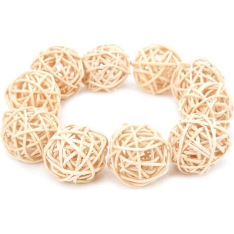 Juguete Sepak Takraw hecho de ratán natural, seguro para loros pequeños y otros animales masticables (3 cm). (1/5)