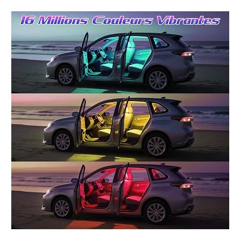 Winzwon Éclairage Intérieur de Voiture, Lampe LED Accessoire Voiture, Cadeau Homme Maman Cadeau Fete des Grand Mere Femme,Car Accessories Contrôle APP (1/4)