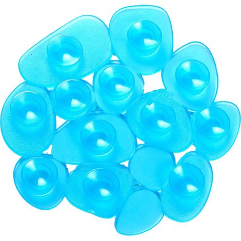 MSV Set 4 Tappetini Doccia o Bagno Antiscivolo Ciottoli in PVC 12x13 cm Blu Trasparente