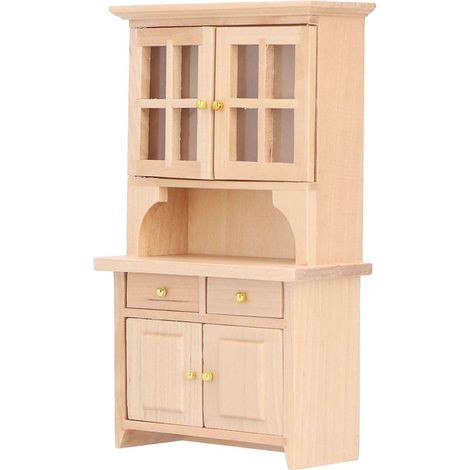 Meuble de cuisine miniature en bois pour maison de poupée à l'échelle 1:12, accessoires de décoration, couleur bois (1/5)