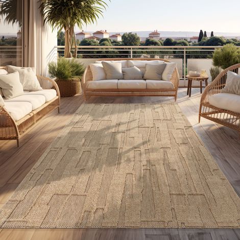 Paco Home – Tapis d'extérieur résistant aux intempéries 80x150 cm – 100% polypropylène – Anti-salissures – Hauteur de poils 7 mm
