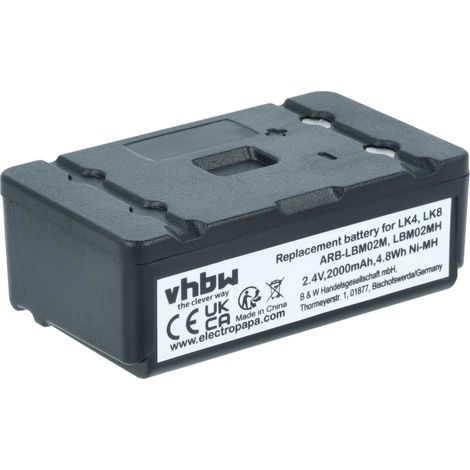 vhbw Akku kompatibel mit Autec Light LK4, Light LK6, Light LK8 Fernbedienung Remote Control (2000mAh, 2,4V, NiMH)