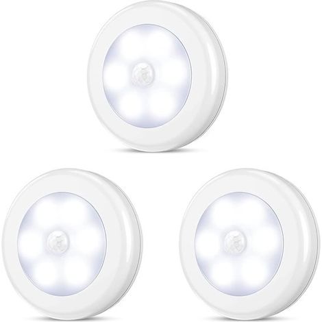3er-Pack LED-Nachtlichter mit Bewegungssensor Babyzimmer-Nachtlicht Batteriebetriebenes Nachtlicht Kabelloser Sensor Für Kinder und Babys Weißes (1/5)