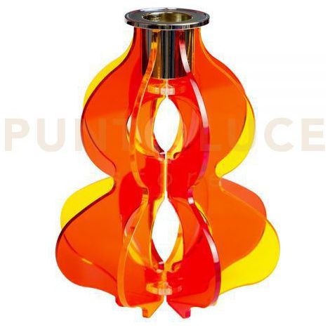 CANDELABRO MEDIO IRIDE ARANCIO IN CRISTALLO ACRILICO
