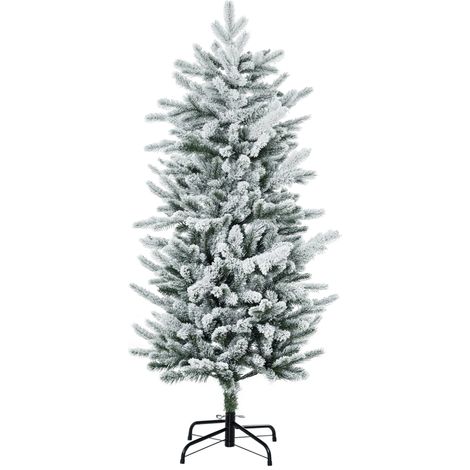 Sapin de Noël artificiel pin naturel enneigé 267 branches neige ouverture automatique base 135 cm Acier Vert (1/5)