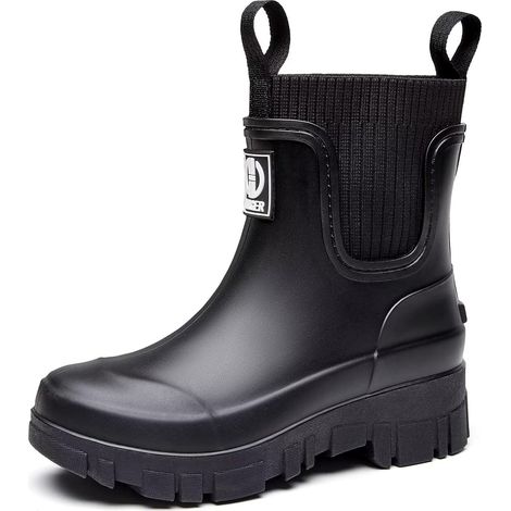 Bottes de Pluie pour Femme Imperméable Chelsea Botte en Caoutchouc Bottines, Jardin (1/5)